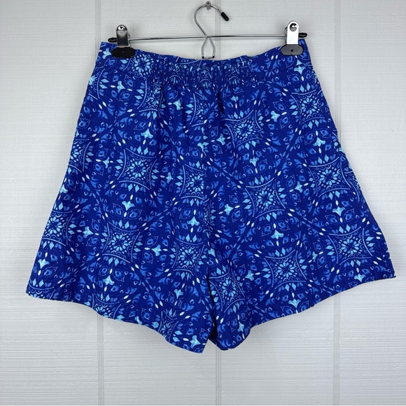 Anthropologie Maeve Blue Geometric Patterned Shorts Elastic Waist Cotton 8 - Picture 3 of 6